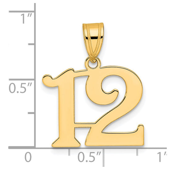 14k Polished Number 12 Pendant