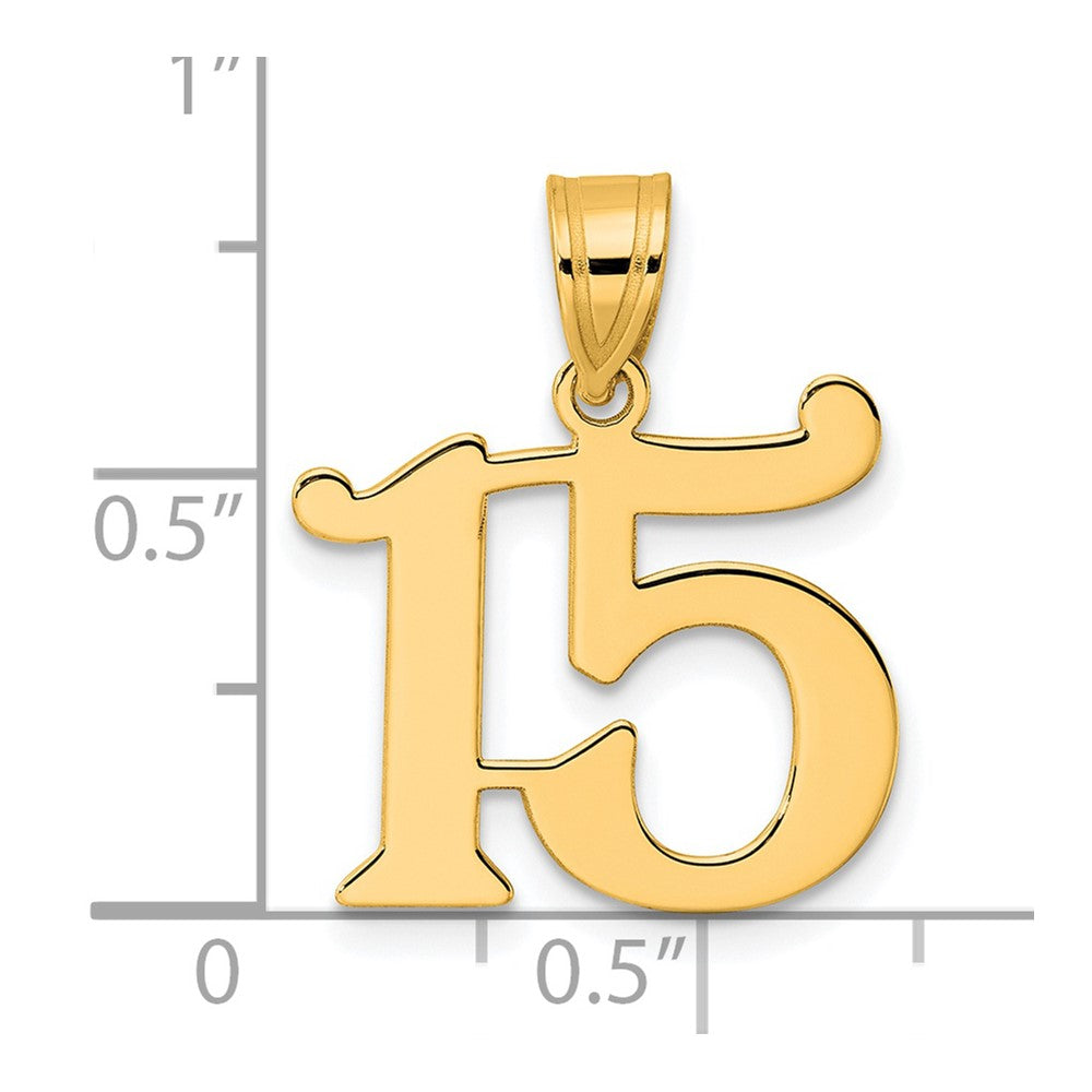 14k Polished Number 15 Pendant