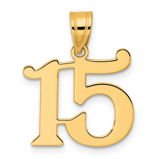 14k Polished Number 15 Pendant