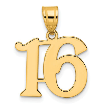 14k Polished Number 16 Pendant