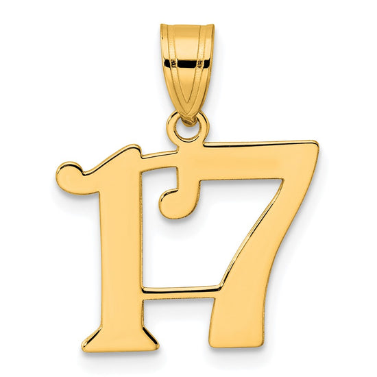 14k Polished Number 17 Pendant