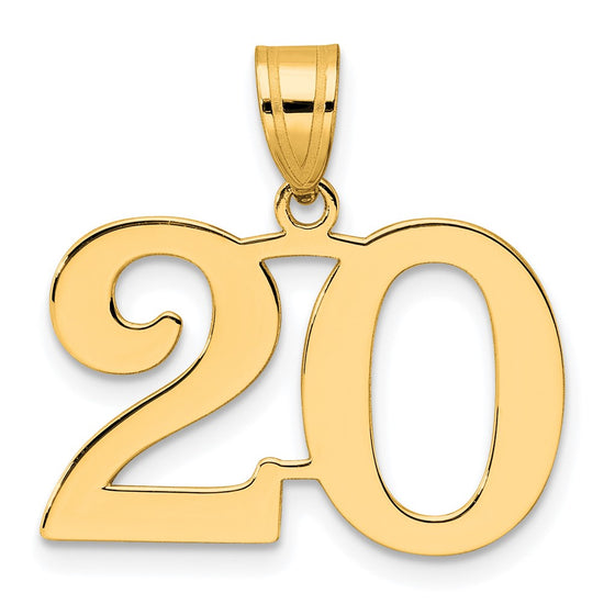14k Polished Number 20 Pendant