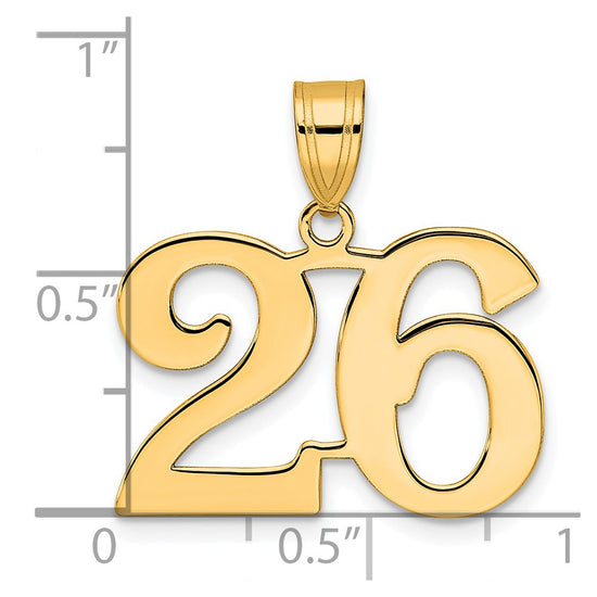 14k Polished Number 26 Pendant