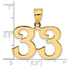 14k Polished Number 33 Pendant