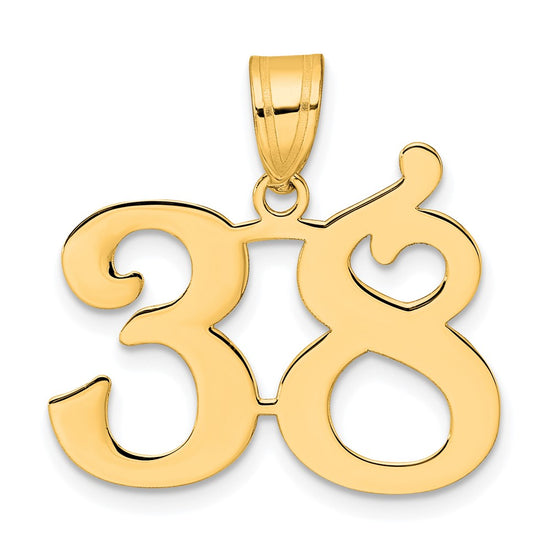 14k Polished Number 38 Pendant