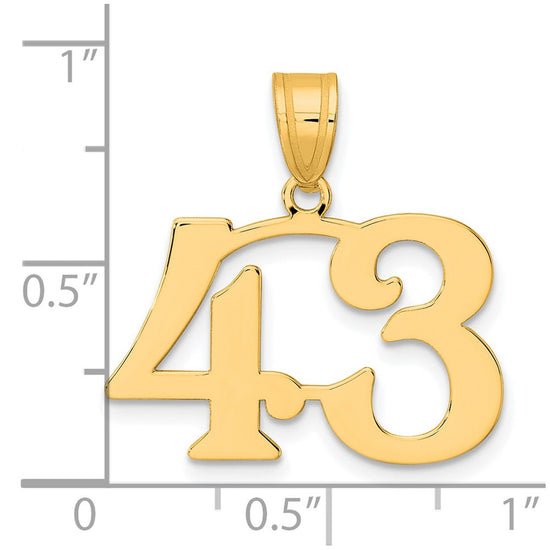14k Polished Number 43 Pendant