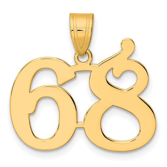 14k Polished Number 68 Pendant