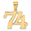 14k Polished Number 74 Pendant