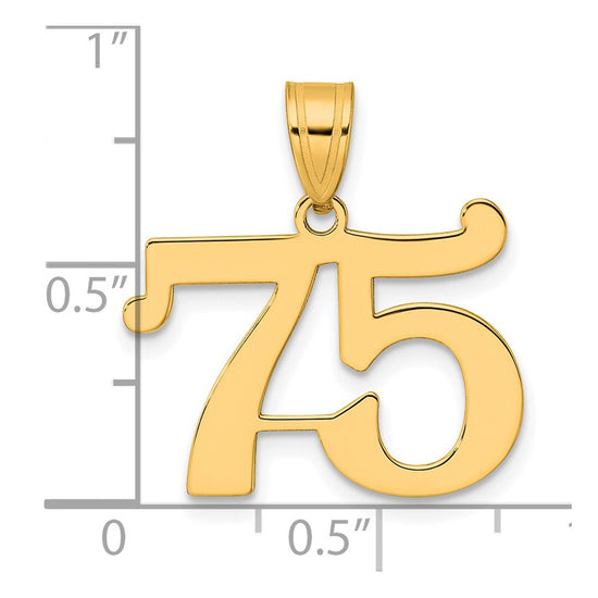 14k Polished Number 75 Pendant