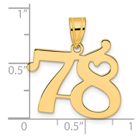 14k Polished Number 78 Pendant