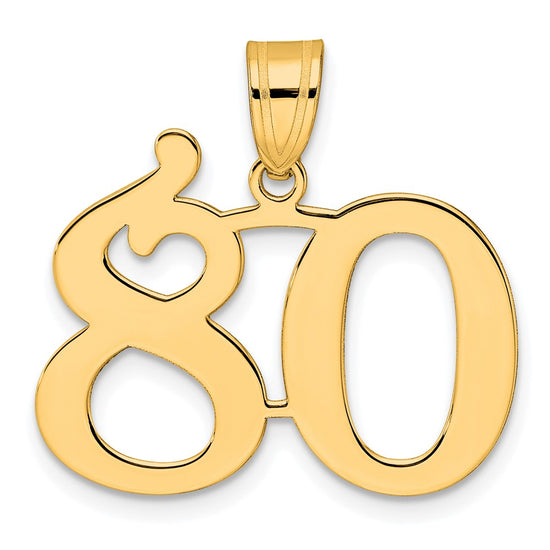 14k Polished Number 80 Pendant