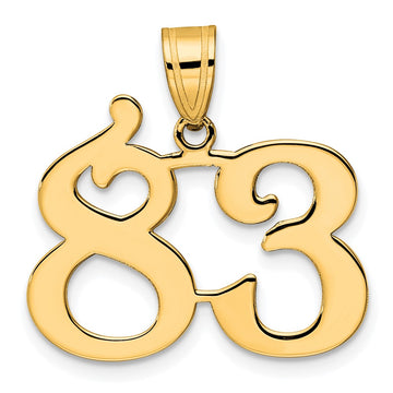 14k Polished Number 83 Pendant