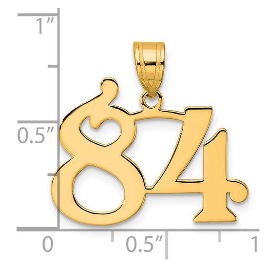 14k Polished Number 84 Pendant