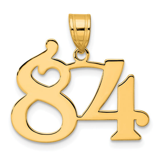 14k Polished Number 84 Pendant
