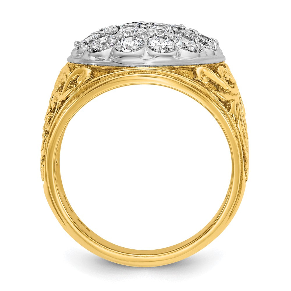IBGoodman 10k Two-tone Men's Polished Filigree 2 Carat A Quality Diamond Cluster Ring