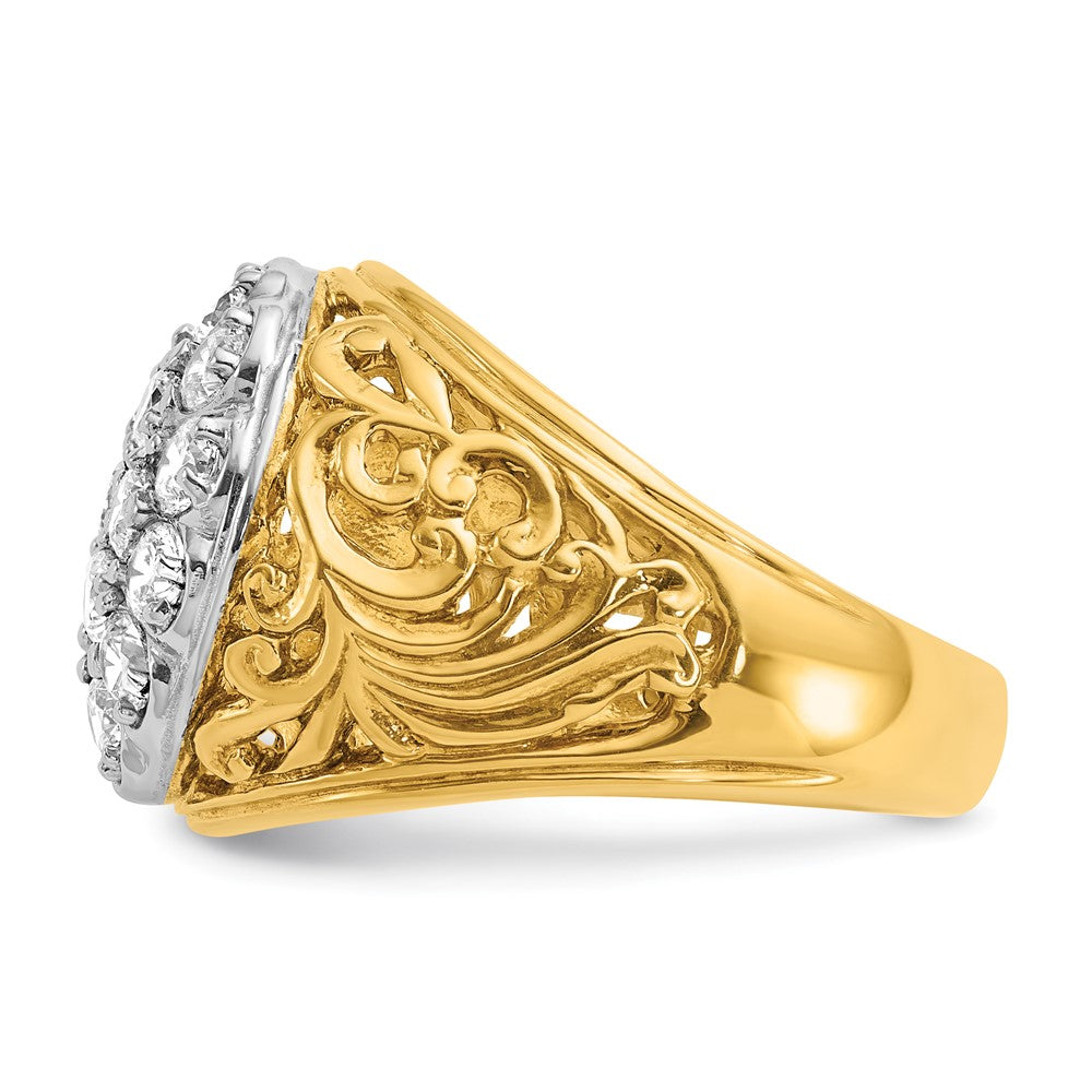 IBGoodman 10k Two-tone Men's Polished Filigree 2 Carat A Quality Diamond Cluster Ring