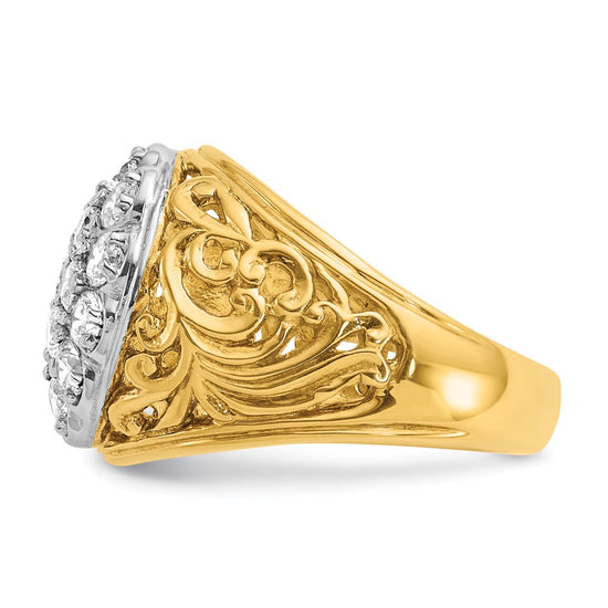 14k Two-tone IBGoodman Men's Kentucky Cluster Ring Mounting for 2ctw Dia