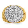 IBGoodman 10k Two-tone Men's Polished Filigree 2 Carat A Quality Diamond Cluster Ring