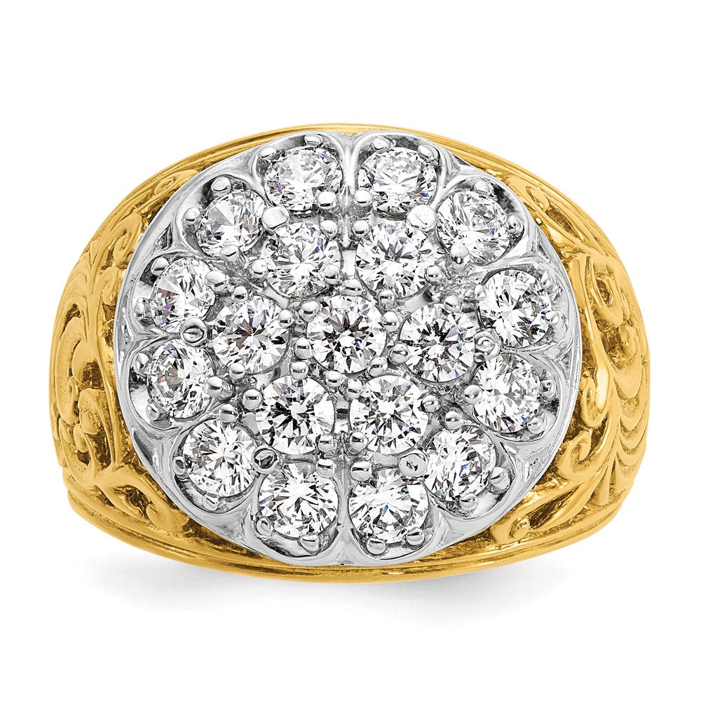 IBGoodman 10k Two-tone Men's Polished Filigree 2 Carat A Quality Diamond Cluster Ring