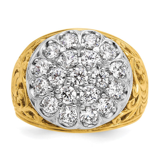 14k Two-tone IBGoodman Men's Kentucky Cluster Ring Mounting for 2ctw Dia