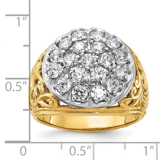 14k Two-tone IBGoodman Men's Kentucky Cluster Ring Mounting for 2ctw Dia