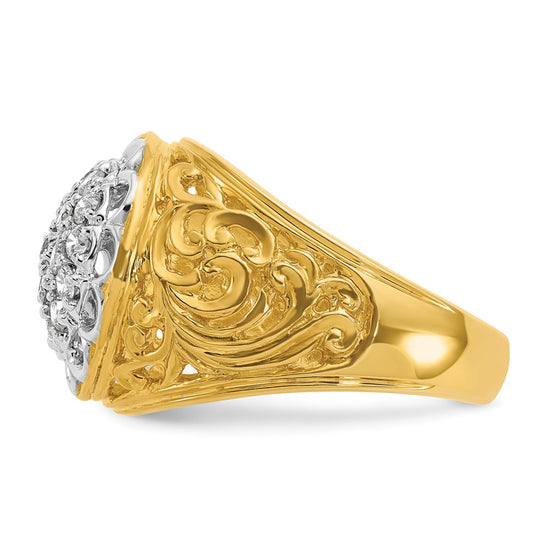 IBGoodman 14k Two-tone Men's Polished Filigree Round Cluster Ring Mounting