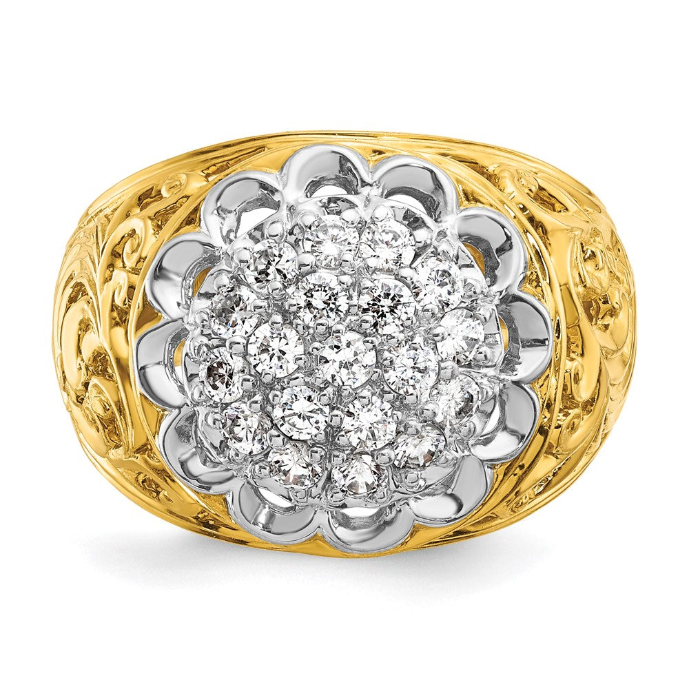 IBGoodman 14k Two-tone Men's Polished Filigree Round Cluster Ring Mounting
