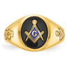 IBGoodman 14k Men's Polished and Grooved with Oval Onyx Blue Lodge Master Masonic Ring