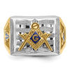 IBGoodman 14k Two-tone Men's Polished and Textured with Blue Enamel Blue Lodge Master Masonic Ring