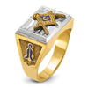 IBGoodman 14k Two-tone Men's Polished and Textured with Blue Enamel Blue Lodge Master Masonic Ring