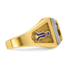IBGoodman 14k Two-tone Men's Polished and Textured with Blue Enamel Blue Lodge Master Masonic Ring