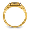 10k Men's Polished and Textured with Multi-color Enamel Knights Templar Masonic Ring
