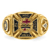 10k Men's Polished and Textured with Multi-color Enamel Knights Templar Masonic Ring
