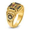 10k Men's Polished and Textured with Multi-color Enamel Knights Templar Masonic Ring