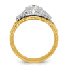 14k Two-tone Men's Polished and Textured with Multi-color Enamel and Diamond 32nd Degree Scottish Rite Masonic Ring
