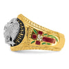 14k Two-tone Men's Polished and Textured with Multi-color Enamel and Diamond 32nd Degree Scottish Rite Masonic Ring