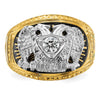 14k Two-tone Men's Polished and Textured with Multi-color Enamel and Diamond 32nd Degree Scottish Rite Masonic Ring