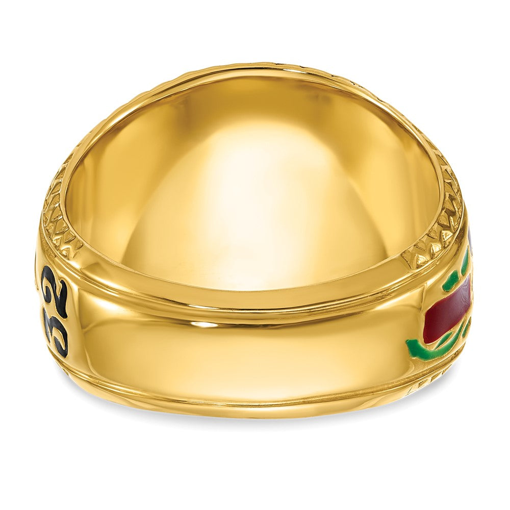 14k Two-tone Men's Polished and Textured with Multi-color Enamel and Diamond 32nd Degree Scottish Rite Masonic Ring