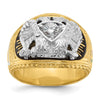 14k Two-tone Men's Polished and Textured with Multi-color Enamel and Diamond 32nd Degree Scottish Rite Masonic Ring