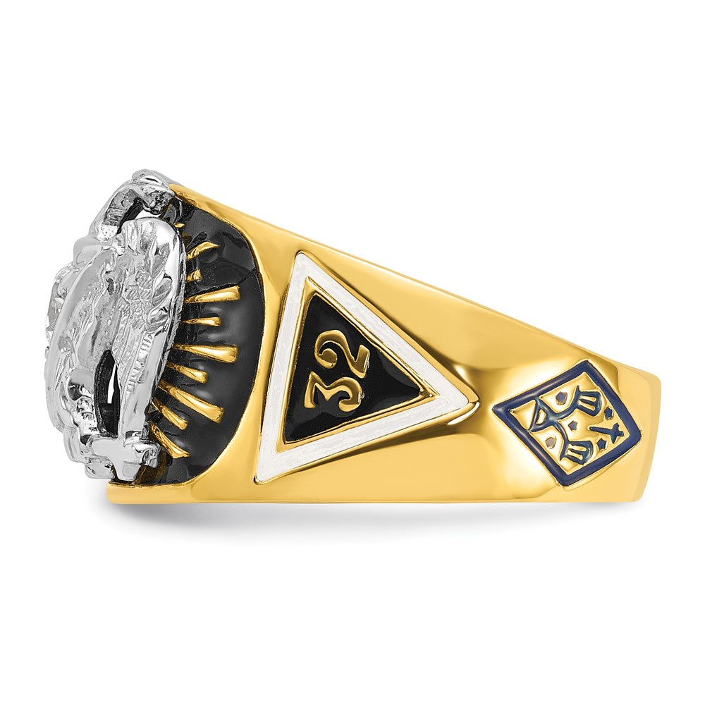 IBGoodman 14k Two-tone Men's Polished and Textured 32nd Degree Scottish Rite Masonic Ring Mounting