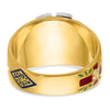14k Two-tone Men's Polished and Textured with Multi-color Enamel and Diamond 32nd Degree Scottish Rite Masonic Ring