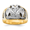 14k Two-tone Men's Polished and Textured with Multi-color Enamel and Diamond 32nd Degree Scottish Rite Masonic Ring