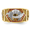 IBGoodman 10k Two-tone Men's Polished and Textured with Multi-color Enamel Masonic Shriner's Ring