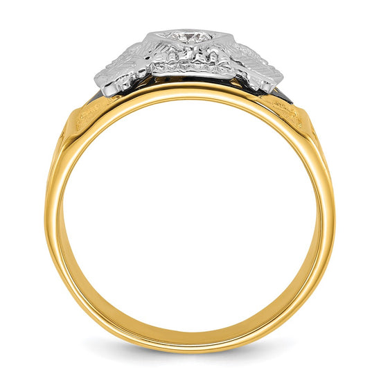 IBGoodman 14k Two-tone Men's Polished and Textured 32nd Degree Scottish Rite Masonic Ring Mounting