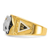 14k Two-tone Men's Polished and Textured with Multi-color Enamel and Diamond 32nd Degree Scottish Rite Masonic Ring
