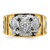 14k Two-tone Men's Polished and Textured with Multi-color Enamel and Diamond 32nd Degree Scottish Rite Masonic Ring