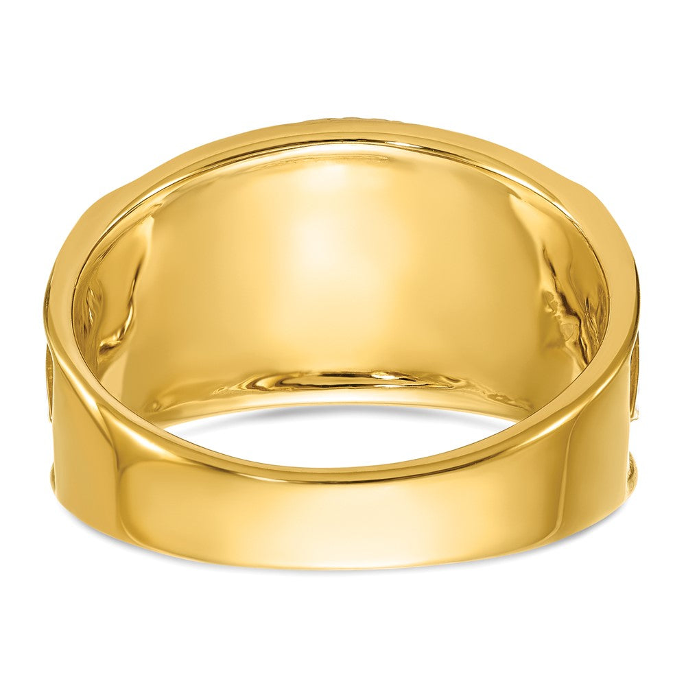 14k Two-tone Men's Polished and Textured with Multi-color Enamel and Diamond 32nd Degree Scottish Rite Masonic Ring