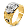 14k Two-tone Men's Polished and Textured with Multi-color Enamel and Diamond 32nd Degree Scottish Rite Masonic Ring