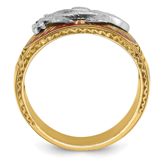 IBGoodman 14k Two-tone Men's Polished and Textured with Multi-color Enamel Masonic Shriner's Ring