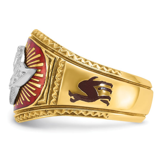 IBGoodman 14k Two-tone Men's Polished and Textured with Multi-color Enamel Masonic Shriner's Ring